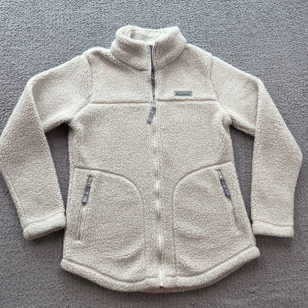 Columbia Womens Cream Sherpa Full Zip Fleece Jacket XL0967 Size S